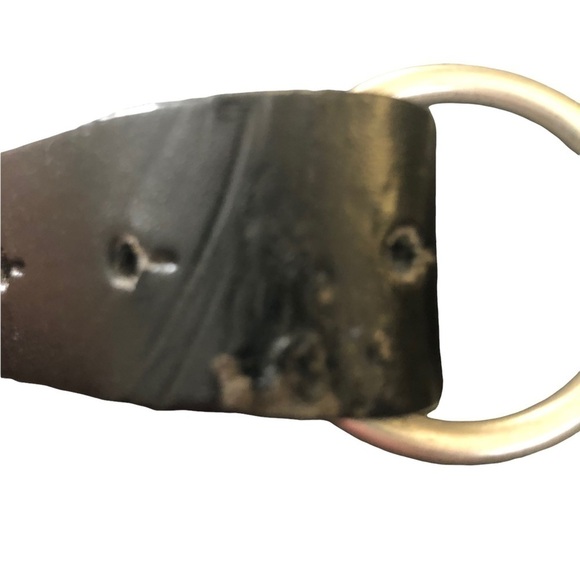 The Buckle Leather Chain Belt Black  Silver Hardware Size M/L Casual Fall - Picture 5 of 8